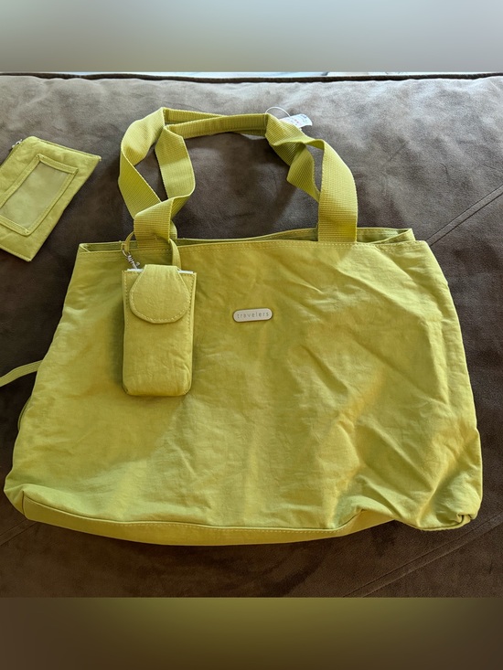 Travelers by Chico's Handbags - Travelers Yellow Canvas Tote Bag with Card Pouch